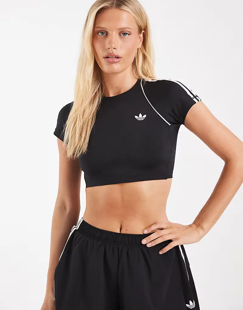 Укороченная футболка Adidas Originals Sport Superstar, черный