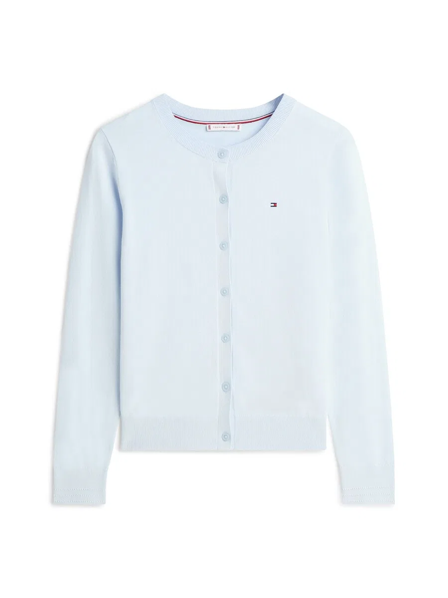 Вязаный кардиган TOMMY HILFIGER 'Fine' пастельно-голубого цвета