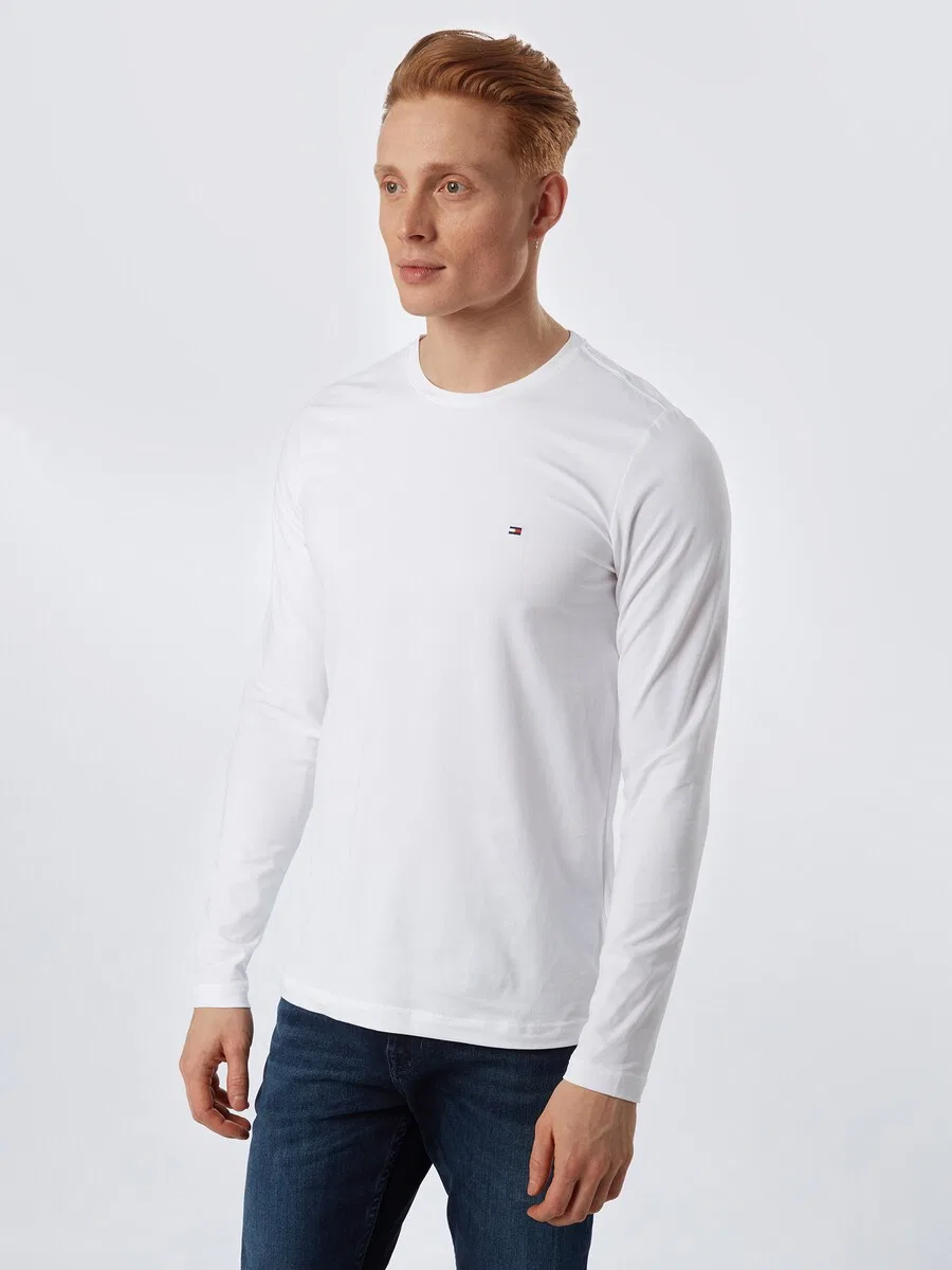 Рубашка TOMMY HILFIGER прямого кроя с длинным рукавом, облегающсилуэта, белого цвета — фото 3