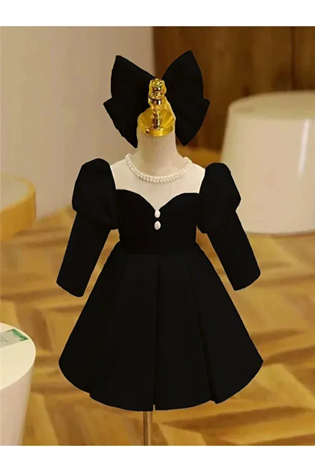 Детское вечернее платье для девочек с длинным рукавом Musgem, Black