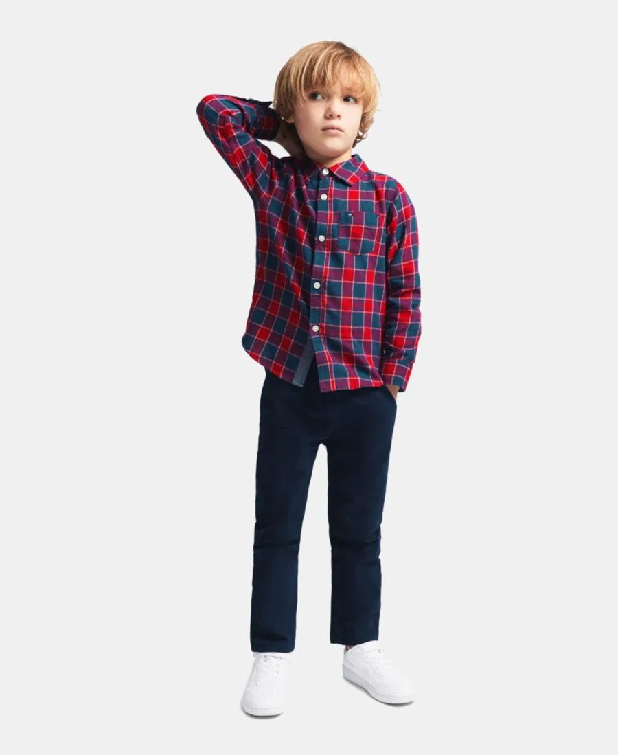 Комплект из рубашки и брюк с фланелевым принтом Tommy Hilfiger, Red Plaid/Navy — фото 2