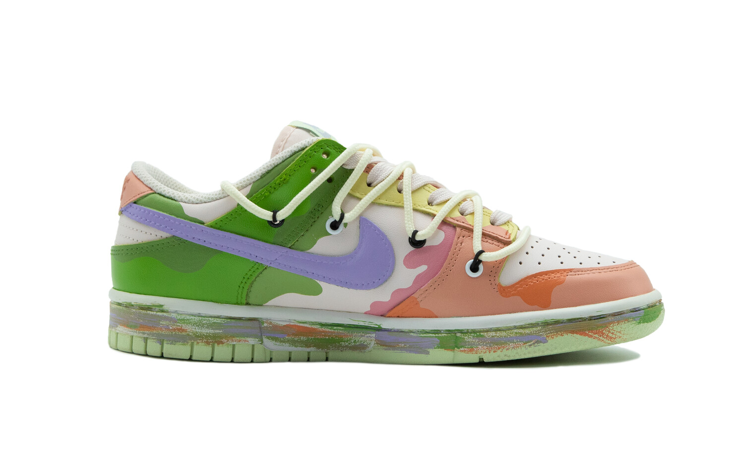 

Кроссовки Nike Dunk Skateboarding Shoes Women's Low-top Pink/green/purple, розовый