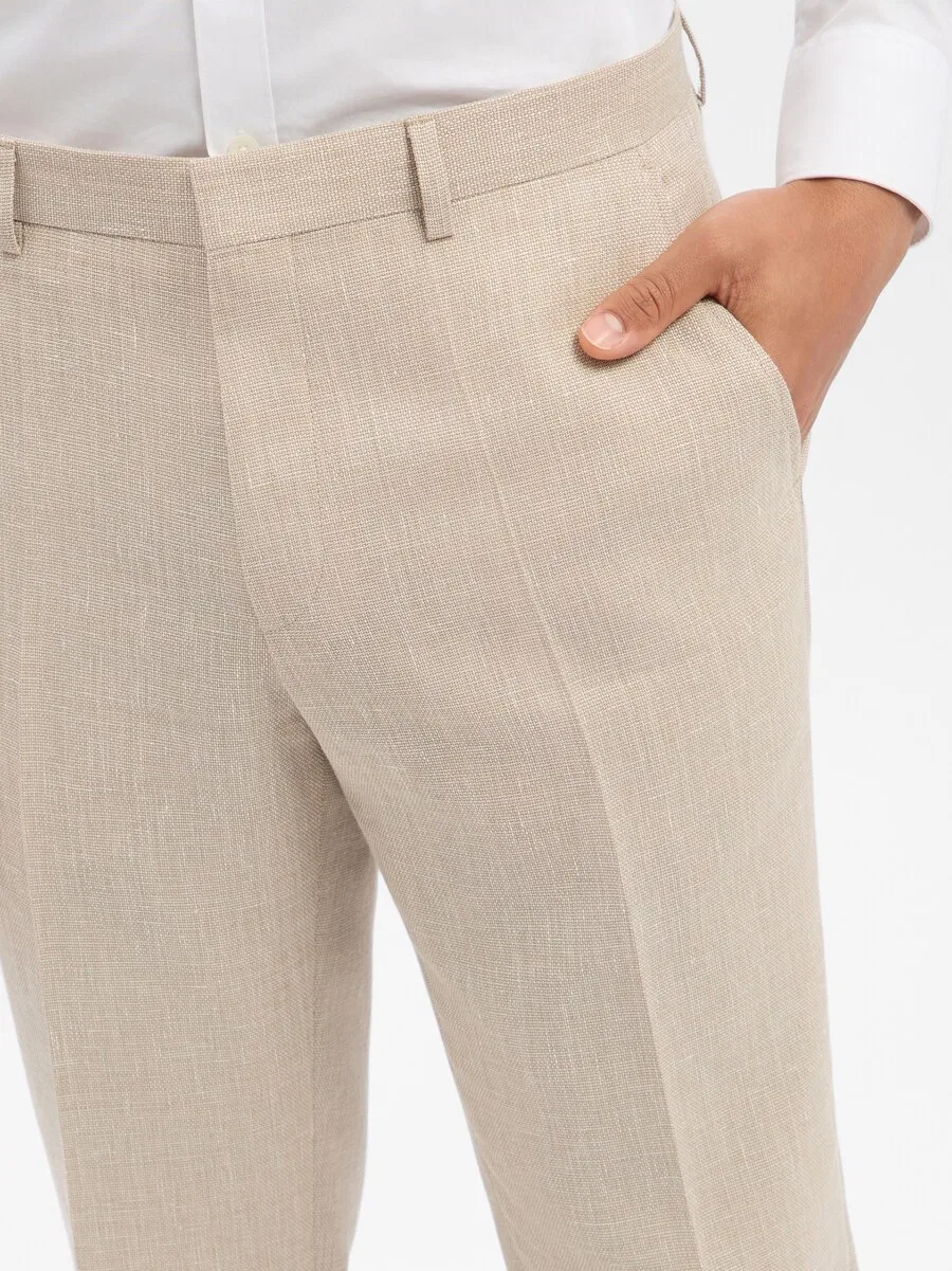 Брюки BOSS Regular Pleated Pants 'H-Leon' бежевого цвета — фото 2