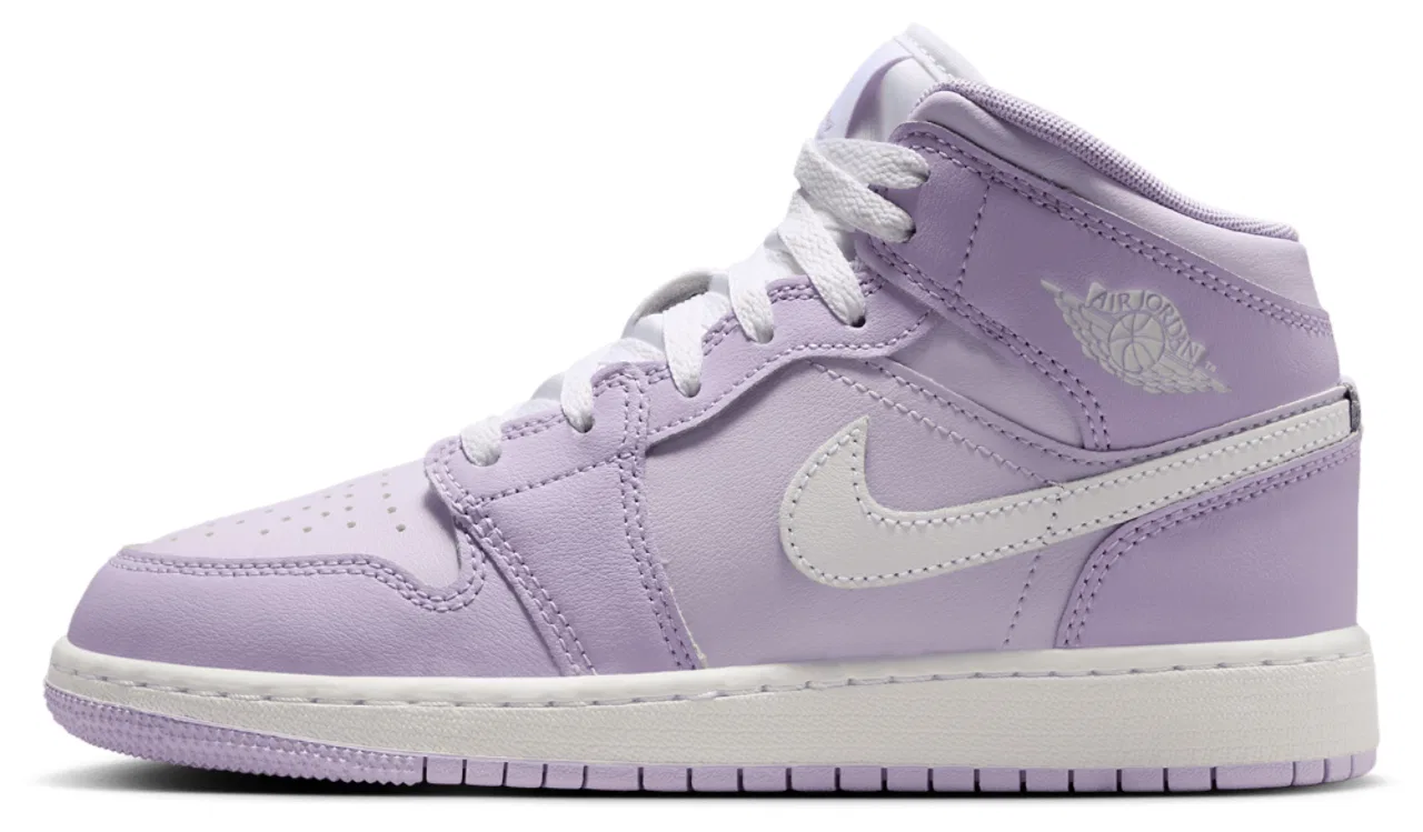 Детские кроссовки для девочек AJ 1 Mid Jordan, фиолетовый/белый — фото 2