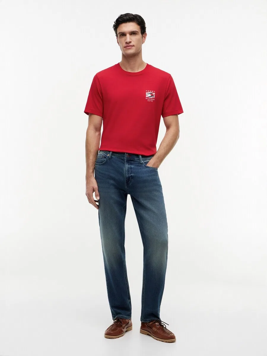 Футболка TOMMY HILFIGER «Волнистый флаг» красного и огненно-красного цвета — фото 4