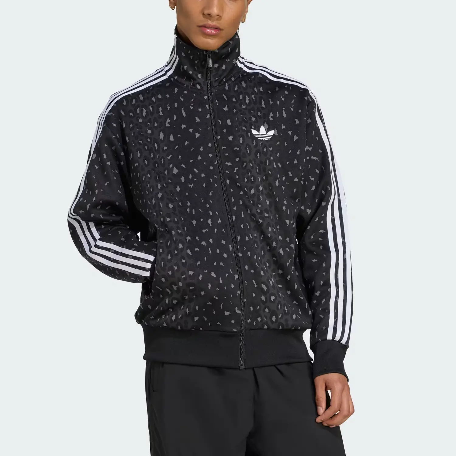 Adidas Originals Свитшот с леопардовым принтом на молнии, Black — фото 2