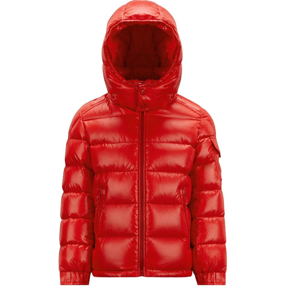 

Детская пуховая куртка с капюшоном, средней жесткости Moncler, красный