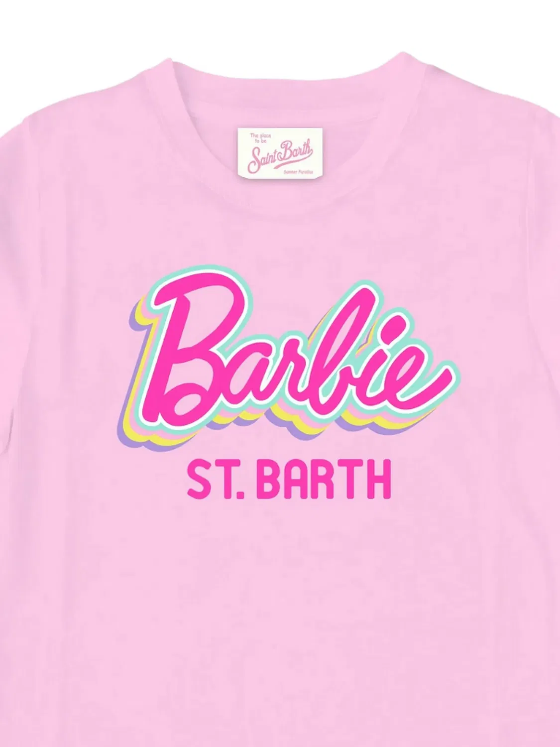 Футболка с логотипом из коллаборации с Barbie Mc2 Saint Barth Kids, розовый — фото 2