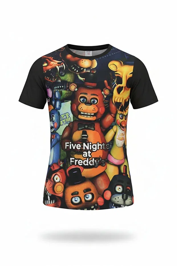 Детская футболка с принтом Five Nights At Freddy's FNAF Vaxy Style, Black — фото 4
