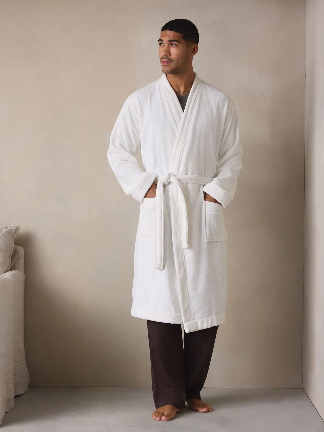 Халат махровый хлопковый Dressing Gown Next, белый