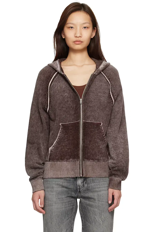 Бордовое худи на молнии Acne Studios