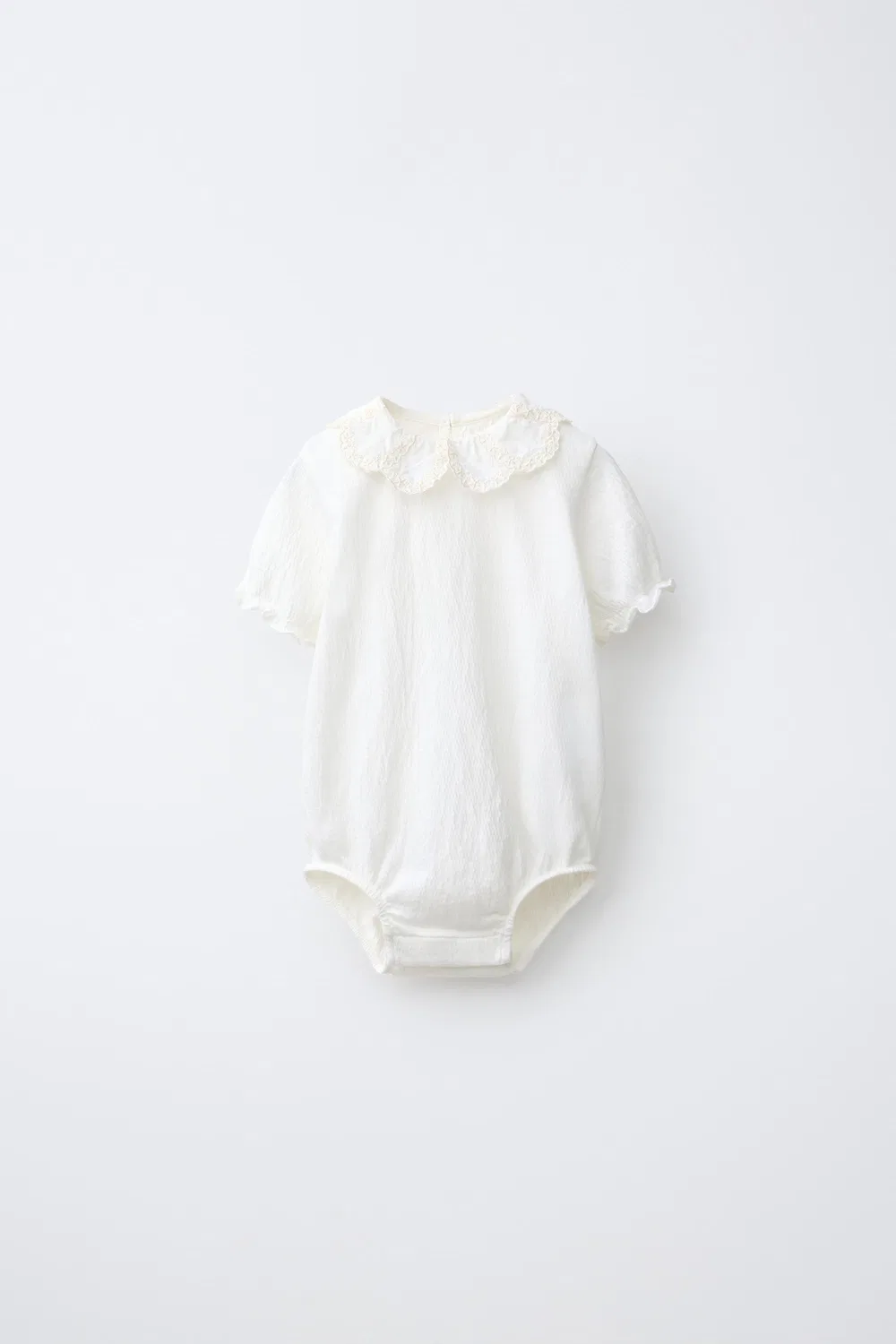 Боди с вышитым воротником ZARA, Light ecru