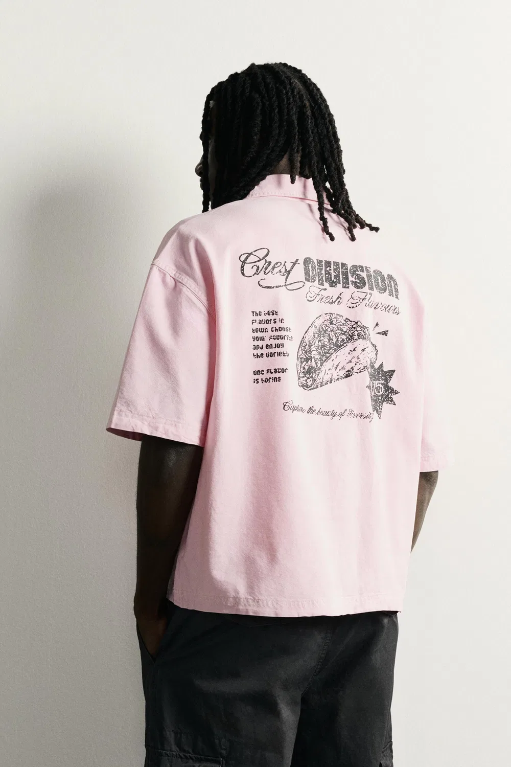 Комбинированная рубашка свободного кроя ZARA, Pink — фото 3
