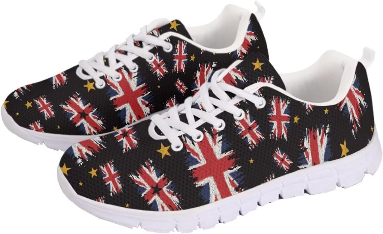 

Кроссовки с американским флагом для прогулок, кроссовки на 4 июля, повседневные беговые кроссовки для фитнеса на День независимости Getelinseng, British Flag