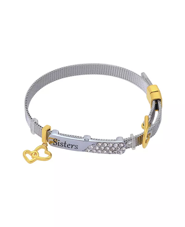 

Браслет-Цепочка с кристаллами и сеткой из тонкого серебра Unwritten, two-tone