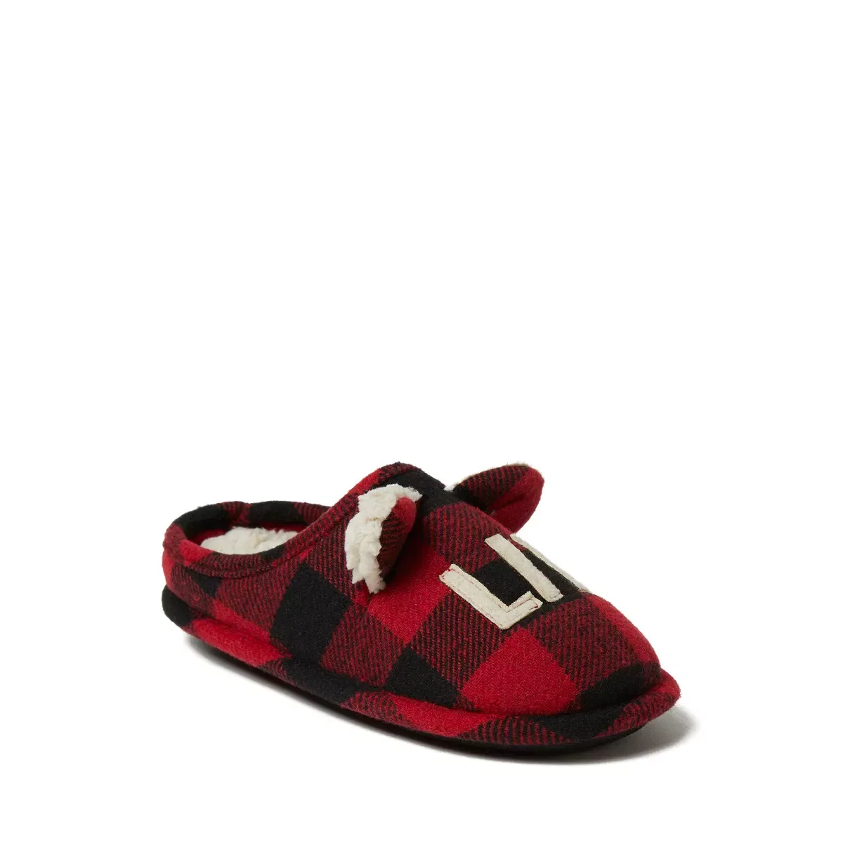 Детские тапочки-сабо для девочек с принтом Buffalo Check Lil Bear Dearfoams, Red Plaid