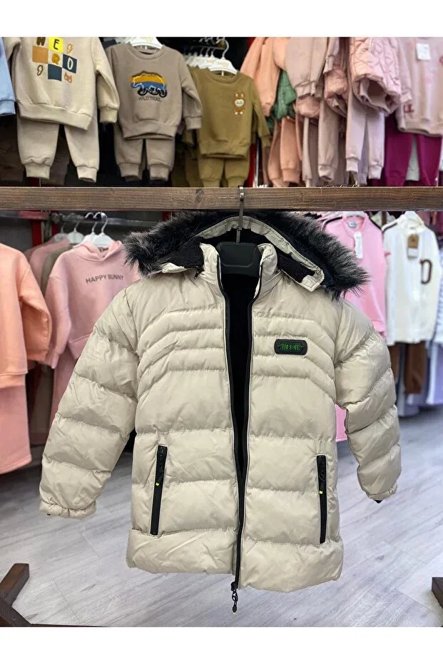 Детское для девочек пальто с капюшоном Alissrekids, Beige — фото 2