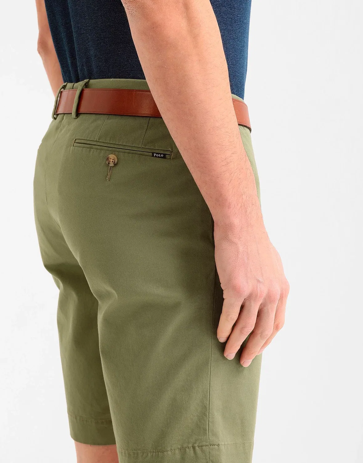 Мужские шорты stretch military short из габардина с логотипом Polo Ralph Lauren, темно-зеленый — фото 4