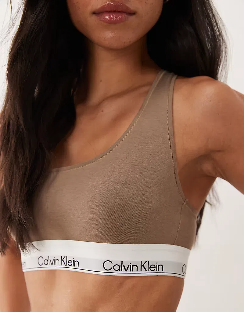 Бралетт Calvin Klein Icon из хлопка и модала без подкладки, коричневый — фото 3