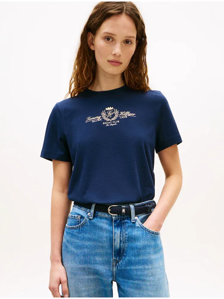 Футболка с длинным рукавом, повседневная TOMMY HILFIGER, Navy