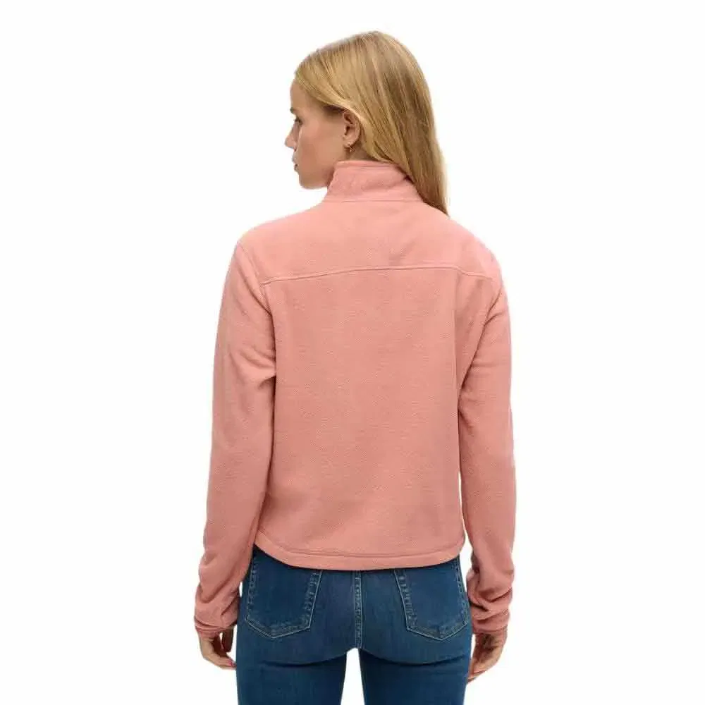 Худи на молнии Superdry Polar Fleece Crop half zip, розовый — фото 2