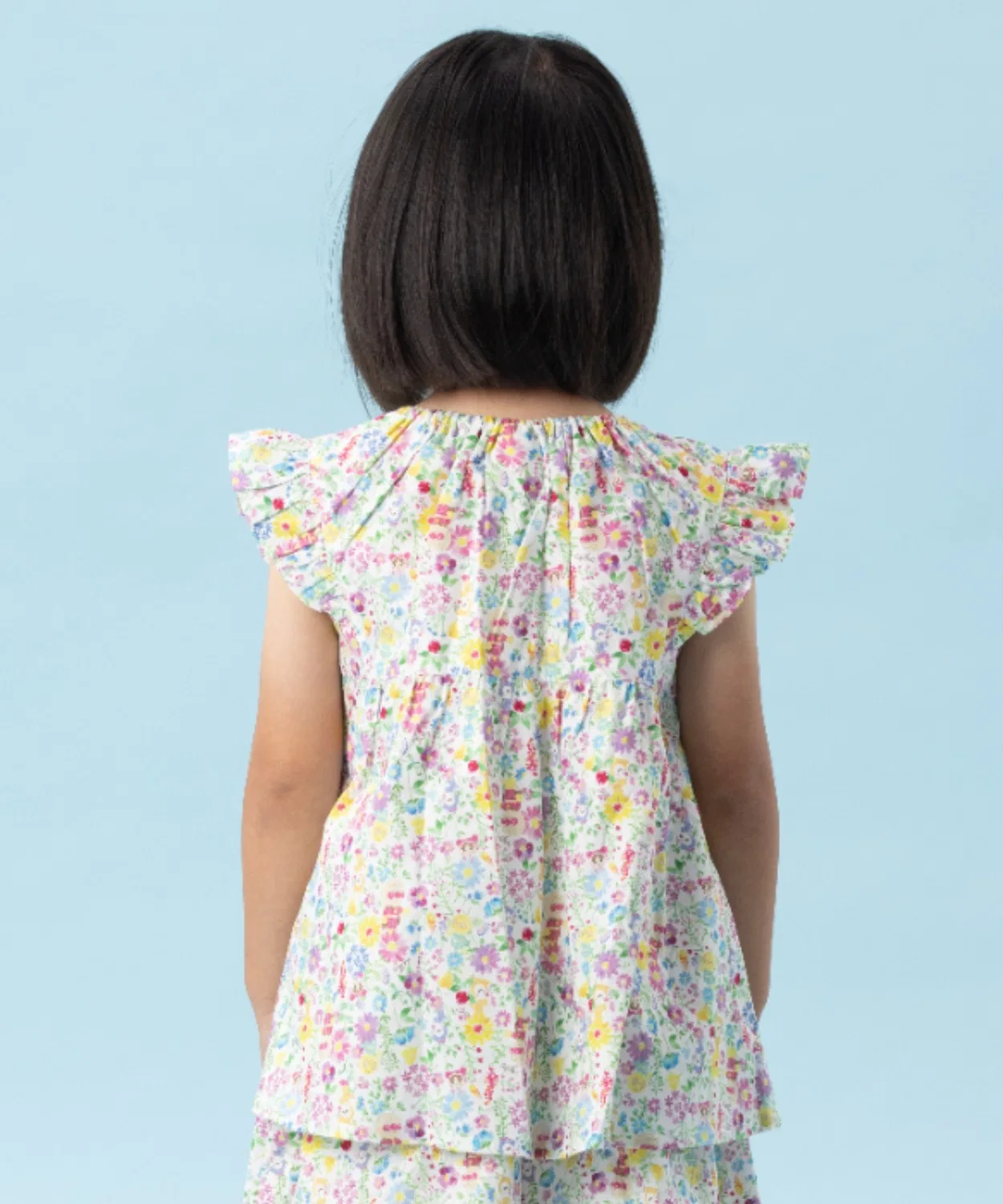 Детская туника с цветочным принтом, модель Flower Total Pattern ANPANMAN KIDS COLLECTION, Sax Blue — фото 2