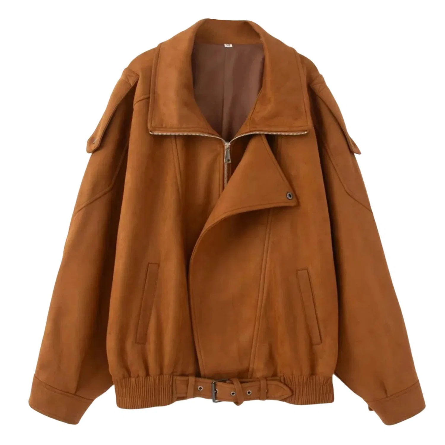 Женская куртка из искусственной замши с высоким воротником, Red-Brown