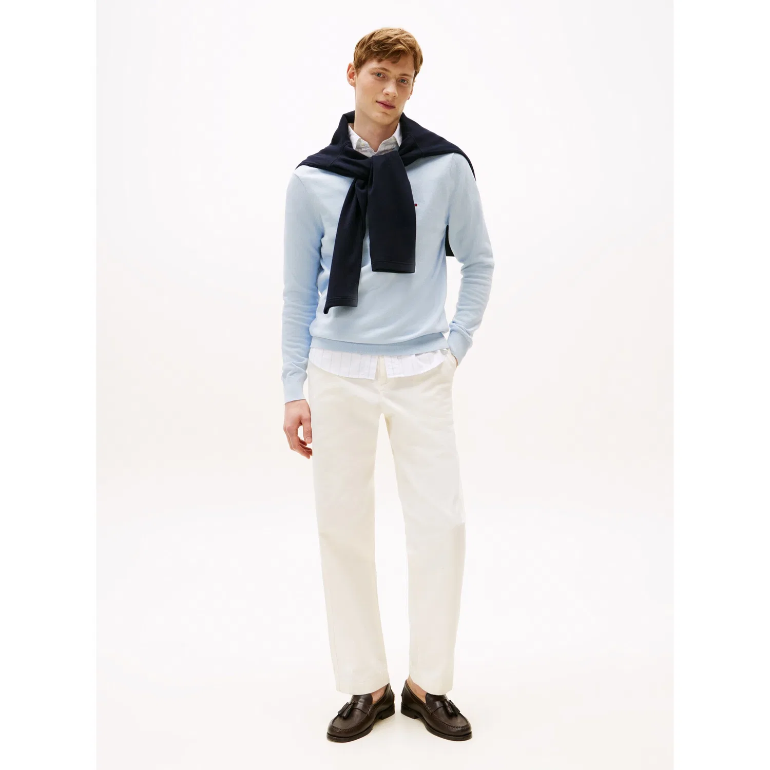 Мужской хлопковый свитер с круглым вырезом Tommy Hilfiger, Breezy Blue — фото 2