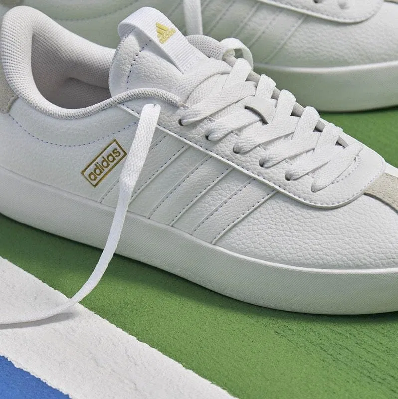 Детские кроссовки для мальчиков с липучкой Vl Court 3.0 Adidas, Collegiate Green Off White Gold Metallic — фото 2