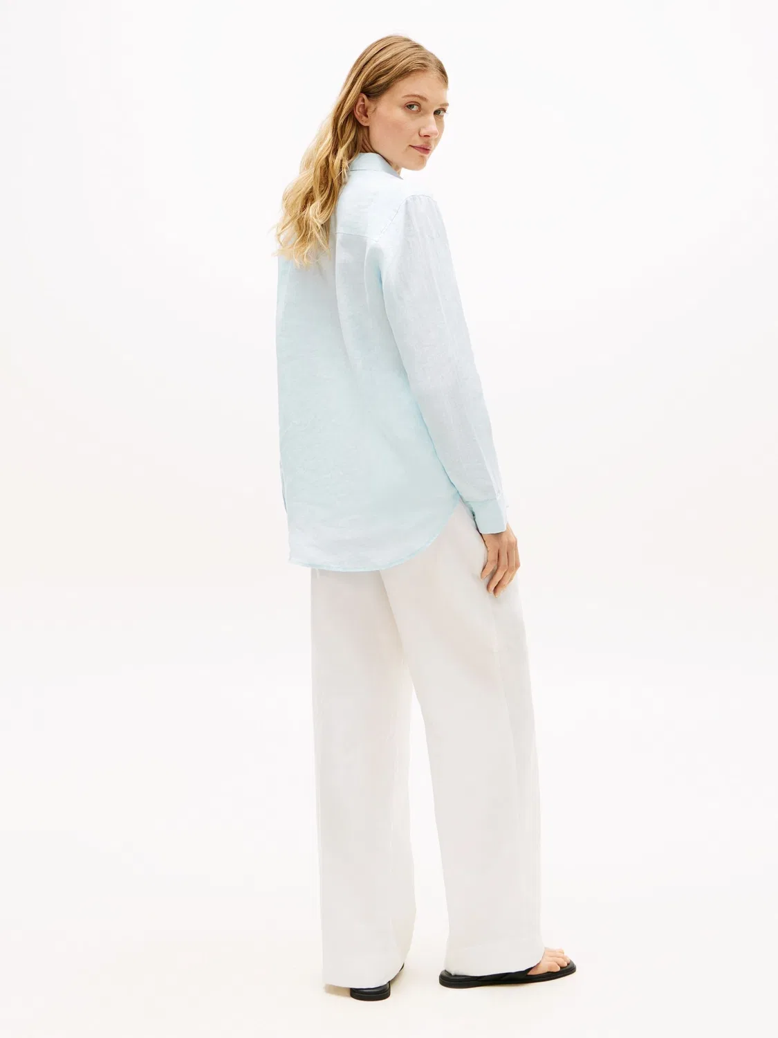 Рубашка свободного кроя из чистого льна, Light Blue Tommy Hilfiger — фото 3