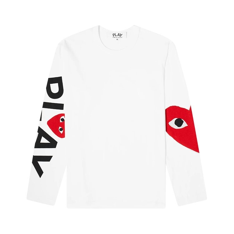 Футболка Comme des Garçons PLAY Logo Long-Sleeve T-Shirt 'White', белый — фото 2