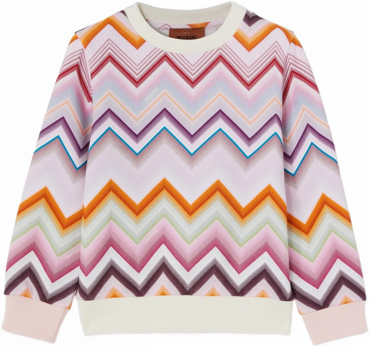 Свитшот Missoni Kids с узором зигзаг, розовый/разноцветный
