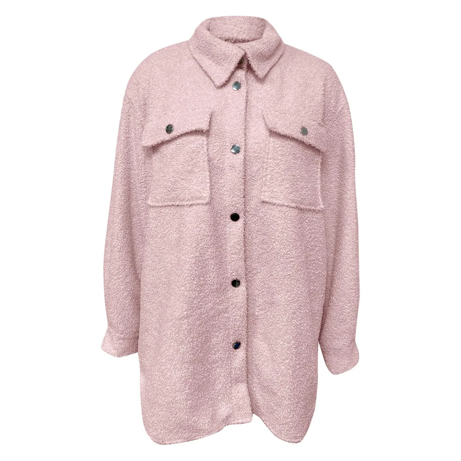 Женское утепленное пальто-рубашка oversize с пуговицами, Rosso — фото 2
