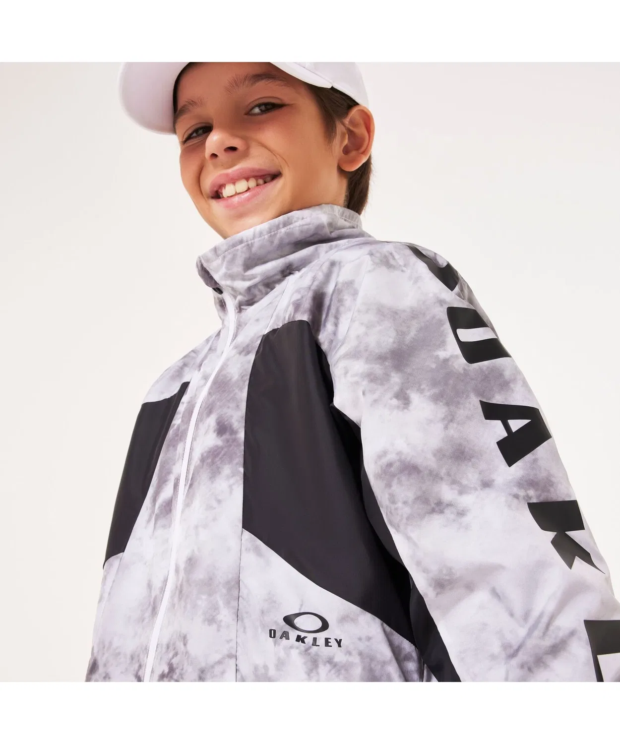 Детская ветровка с водоотталкивающей пропиткой, на молнии, с капюшоном, Ytr Wind Warm Jacket 8.0 OAKLEY, White/Grey