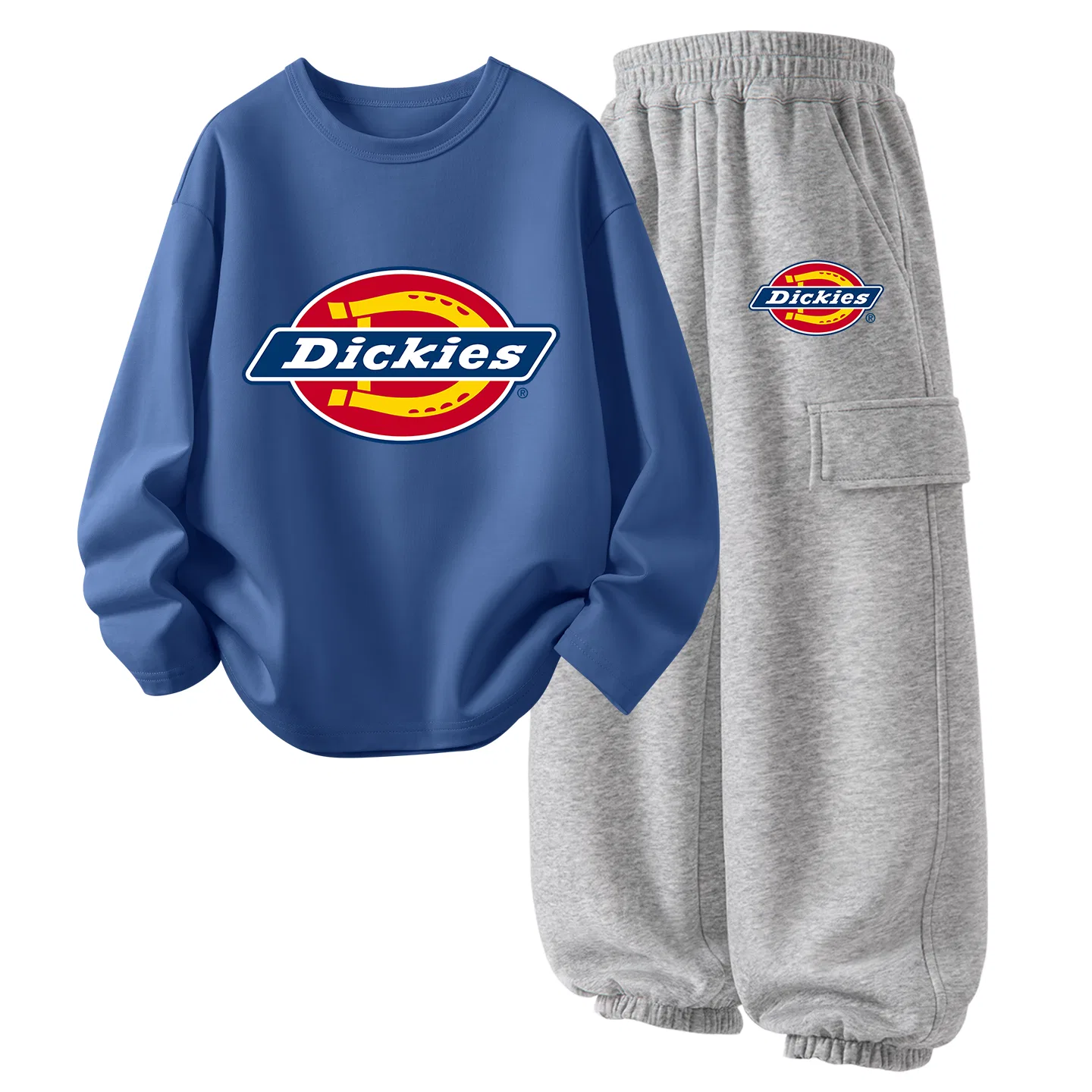 Детский комплект из футерованной кофты и брюк Dickies, Standard Thick Gray Blue/Standard Thick K Light Heather Gray