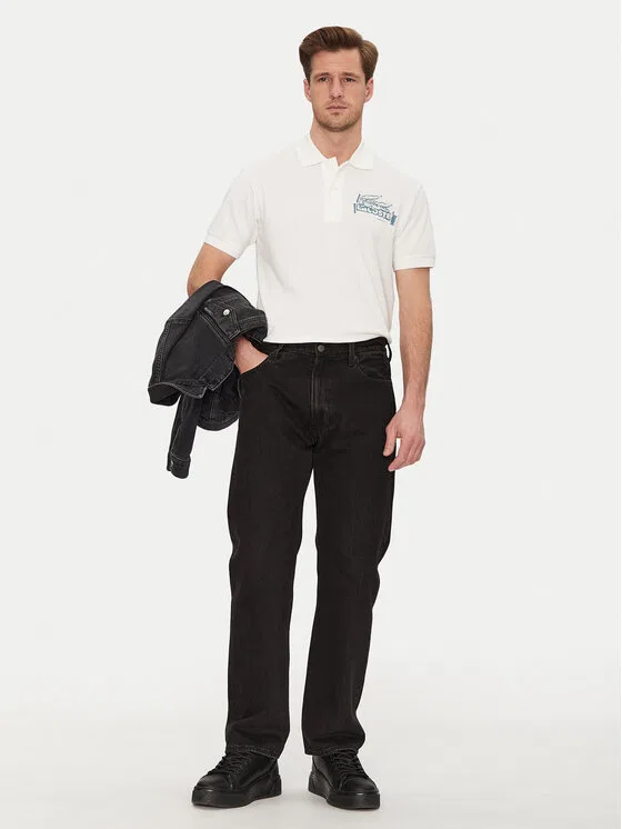 Поло regular fit Lacoste, кремовый — фото 2