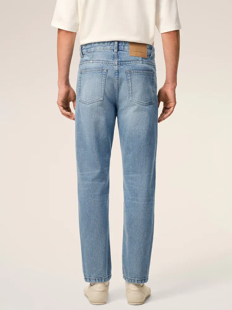 Джинсы tapered fit, Bleu Used AMI PARIS — фото 3