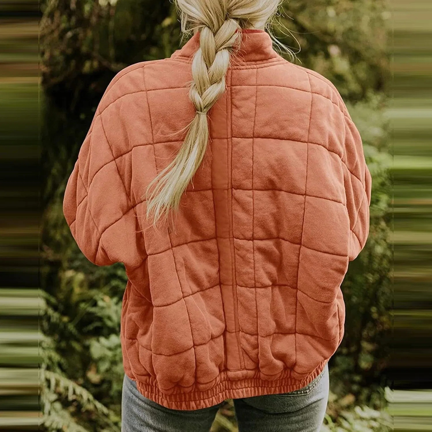 Женская легкая стеганая куртка oversize с длинным рукавом, Rosso — фото 3