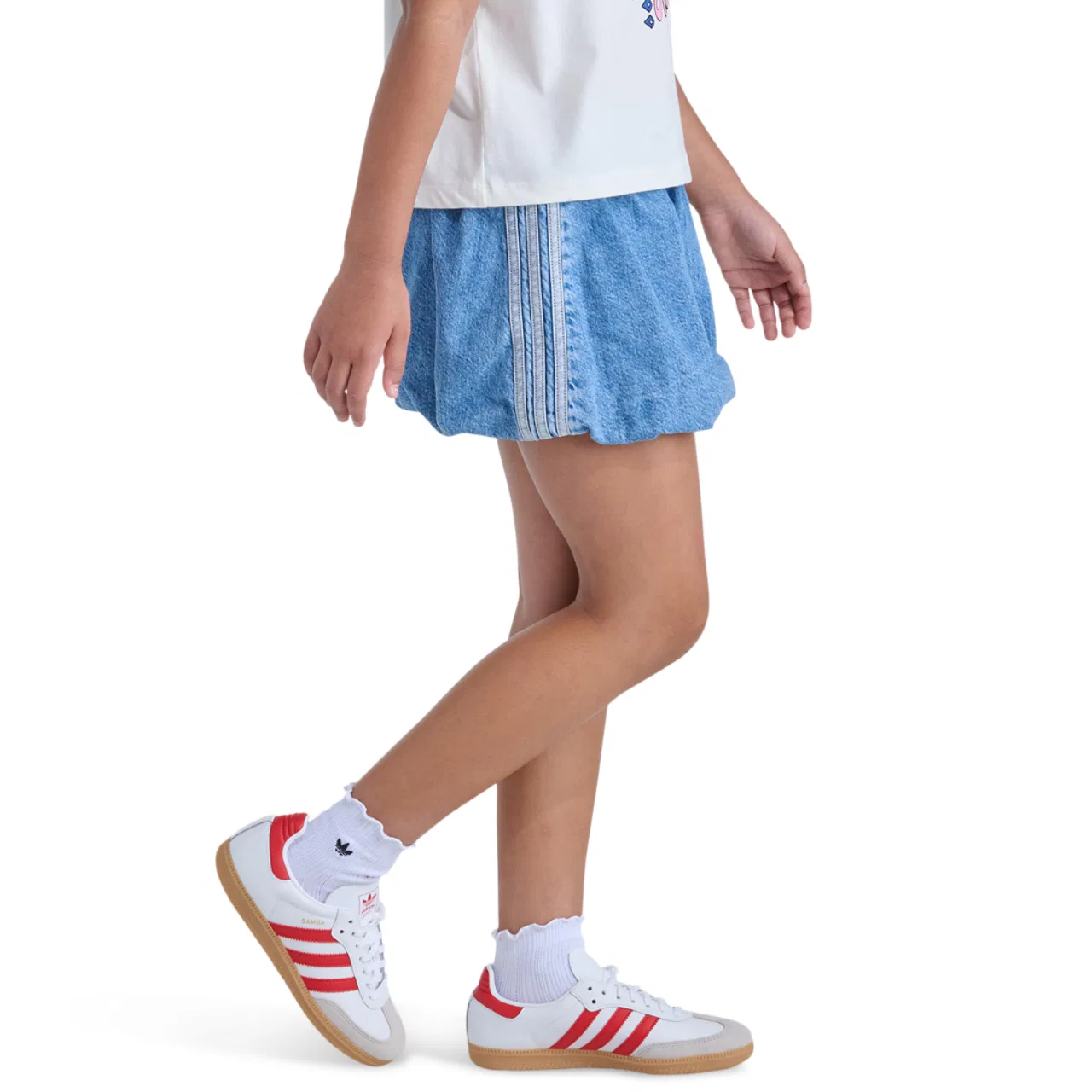 Детская юбка-шорты с велосипедками, джинсовая, adidas, Antique Wash Denim — фото 3
