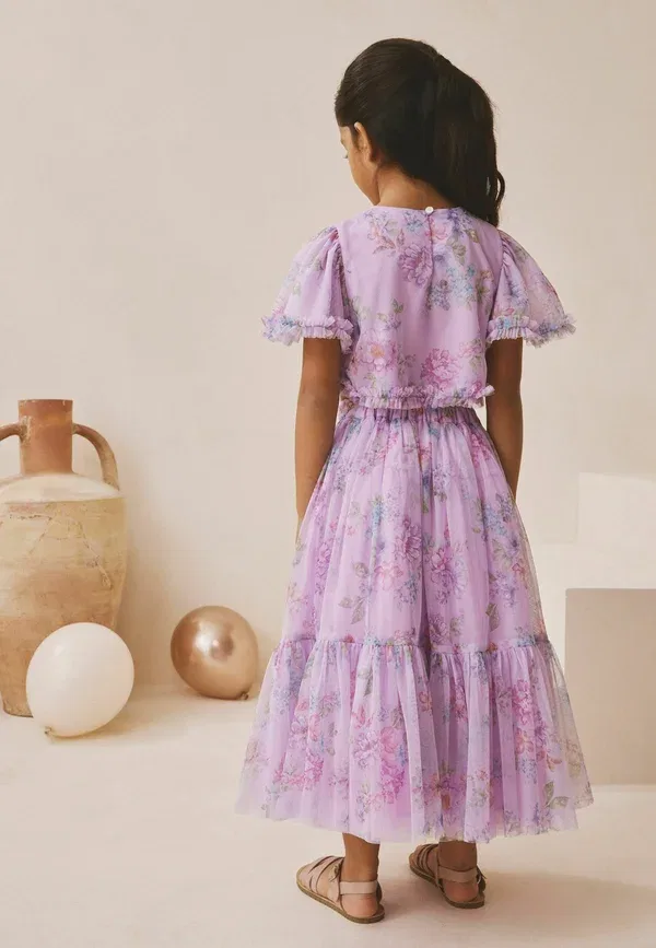Комплект из топа и юбки с цветочным узором Floral embellished set Next, lilac purple, фиолетовый — фото 3