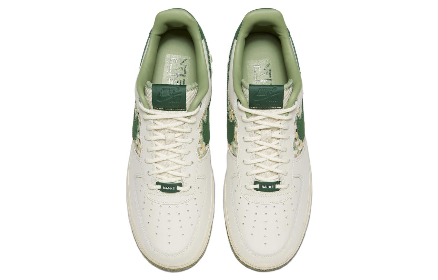 Кроссовки Nike Air Force 1 Low '07 Premium NAI-KE, кремовый/темно-зеленый — фото 4