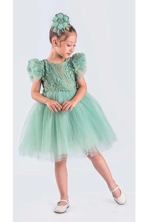 Детское платье с вышивкой Mnk Baby&Kids, Green