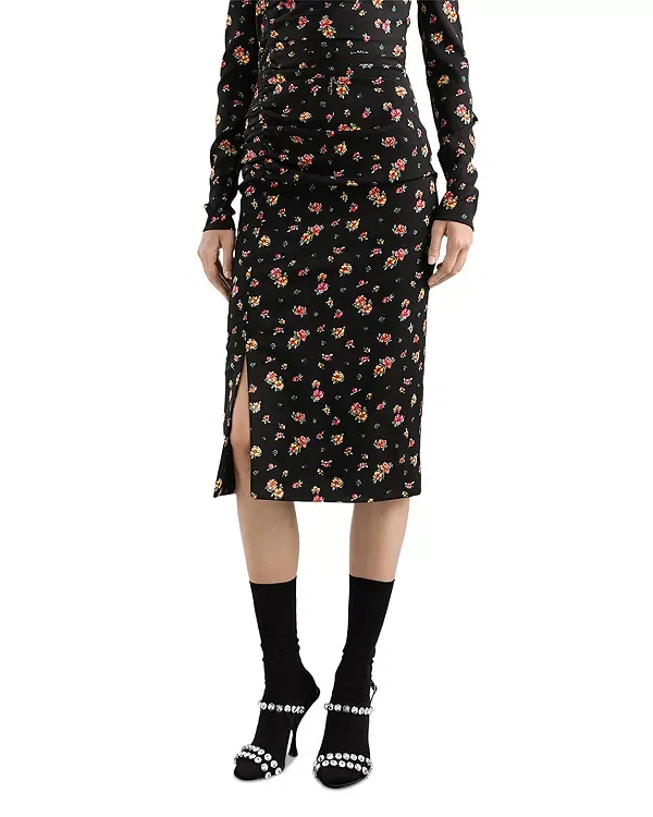 Женское платье миди с принтом Floral Print Charmeuse Midi Dress Dolce & Gabbana, Black Print — фото 3