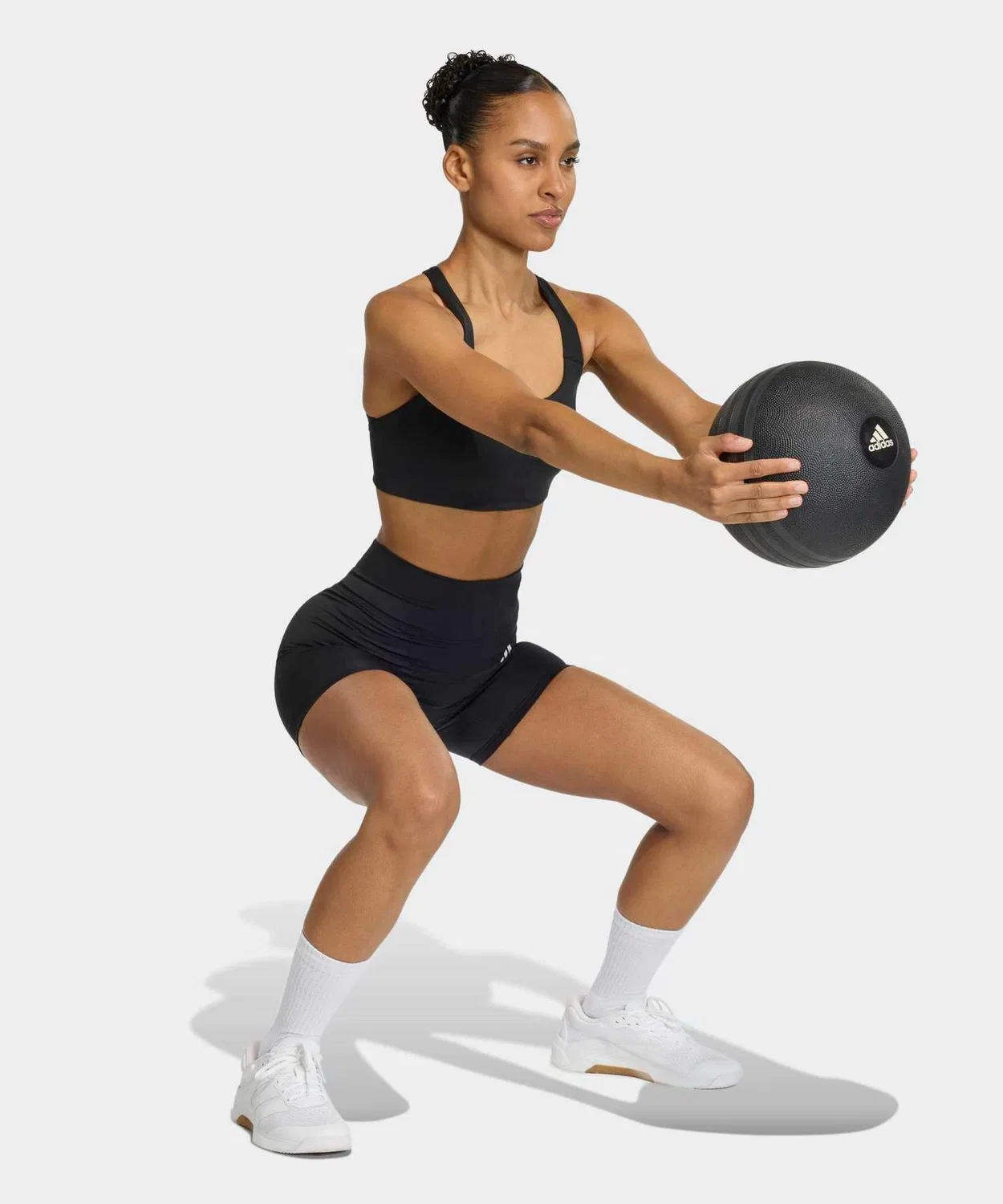 Женский спортивный бюстгальтер средней поддержки Optime Workout Adidas, Black — фото 4