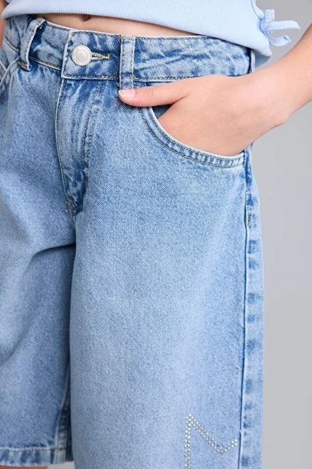 Детские шорты для девочек джинсовые Regular fit Defacto, Blue Nm28 — фото 4