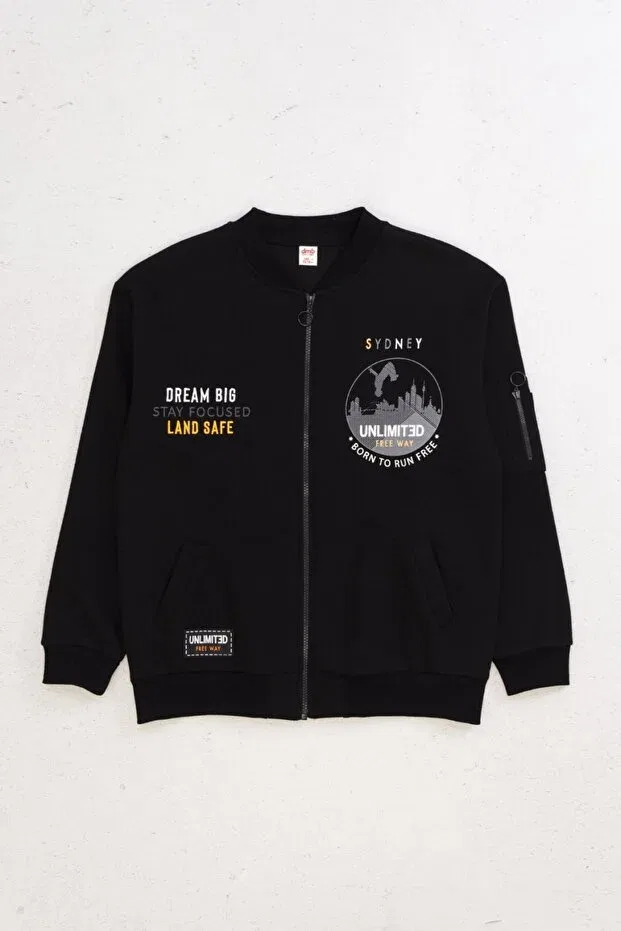 Детский кардиган с принтом Ribbed Zippered Seasonal Dmb Boys & Girls, Black