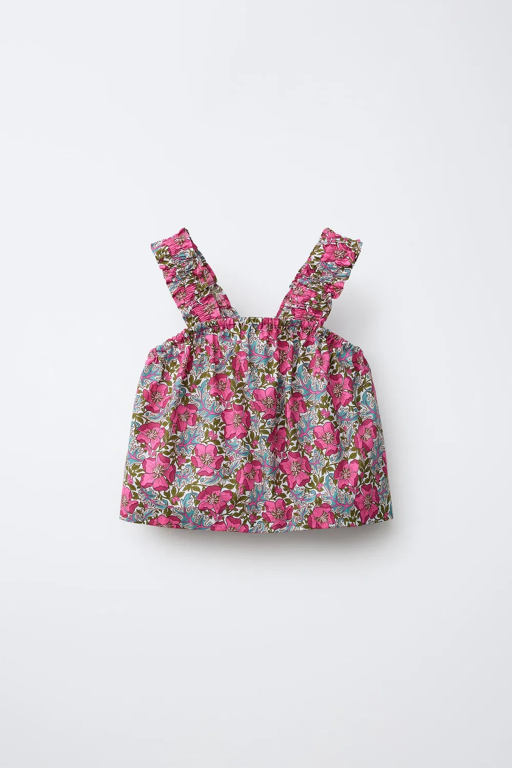 Топ с цветочным принтом, изготовленный из ткани Liberty. ZARA, Fuchsia