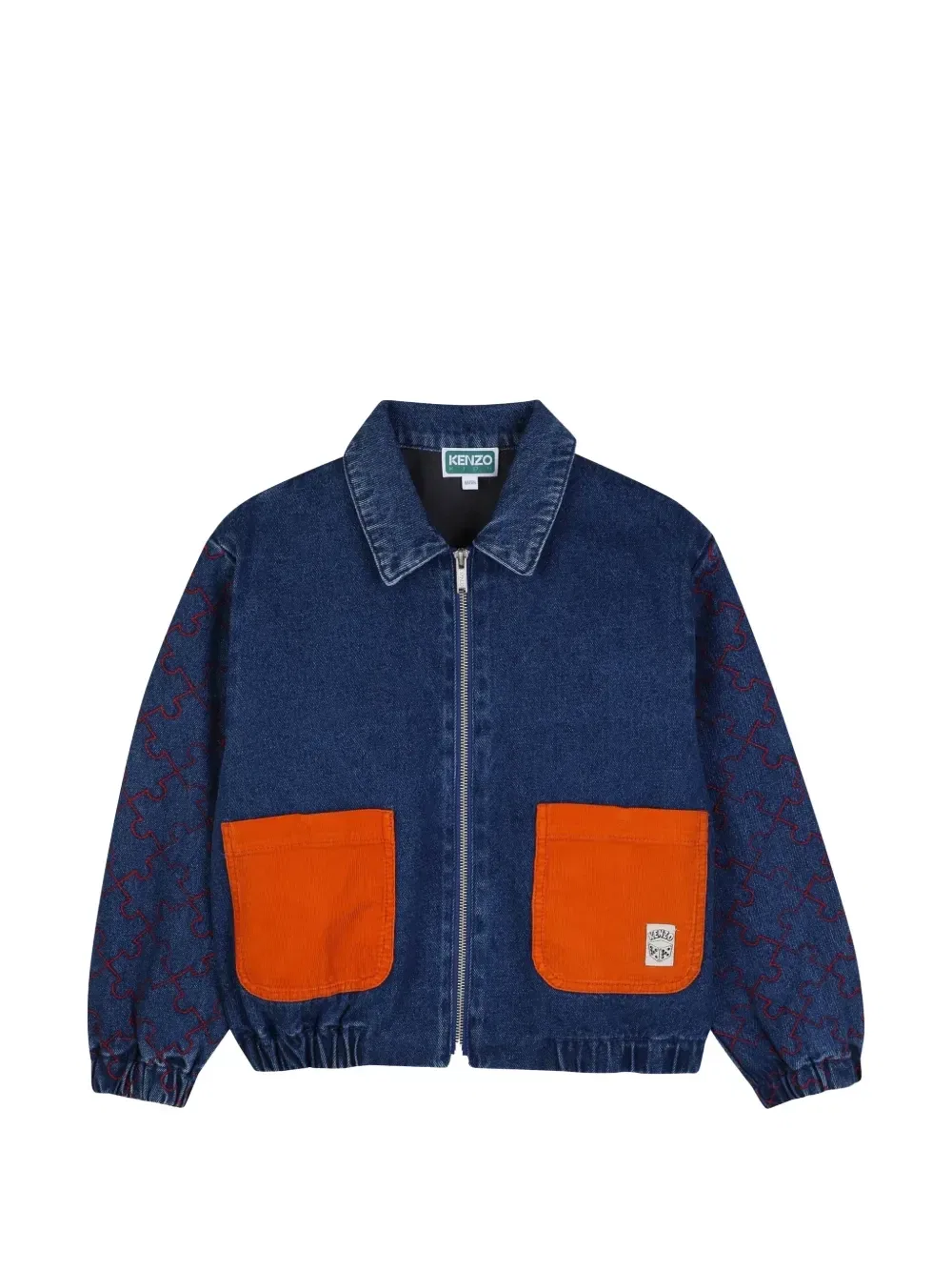 Джинсовая куртка с графическим принтом и панелями Kenzo Kids, синий