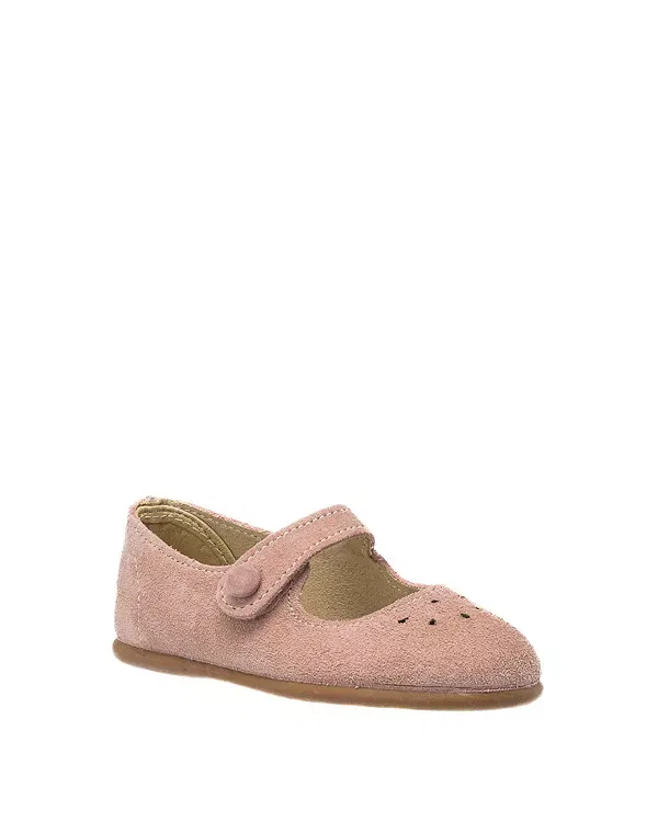 Детские балетки для девочки на липучке Andi Mary Jane Elephantito, Suede Rose