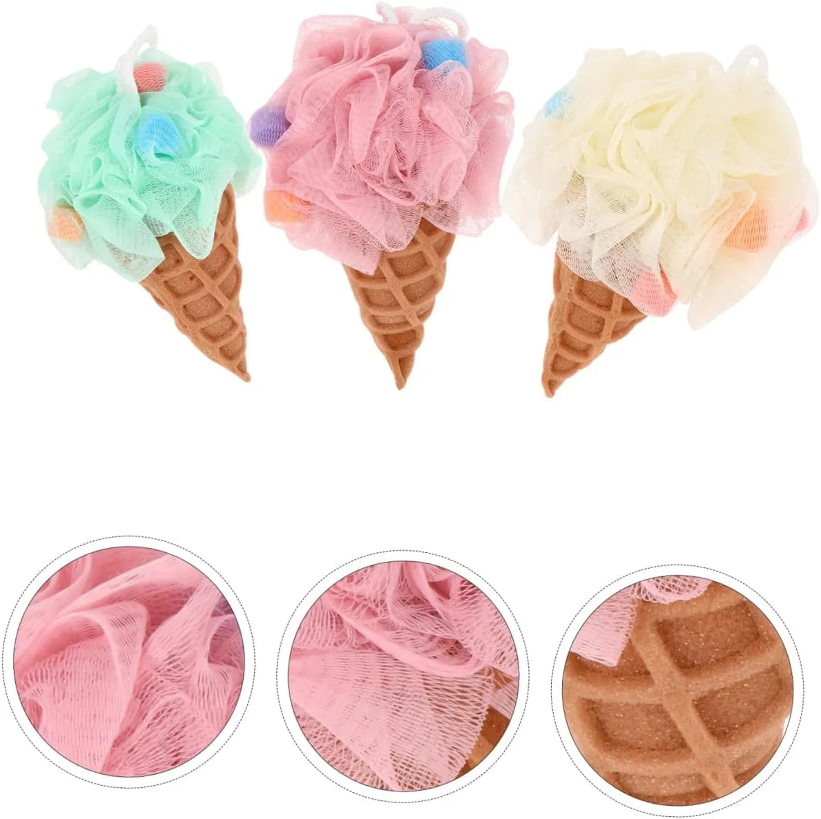 Мочалка для душа Ice Cream Cone, 9 шт, TOVINANNA, 20x14x24 см — фото 4